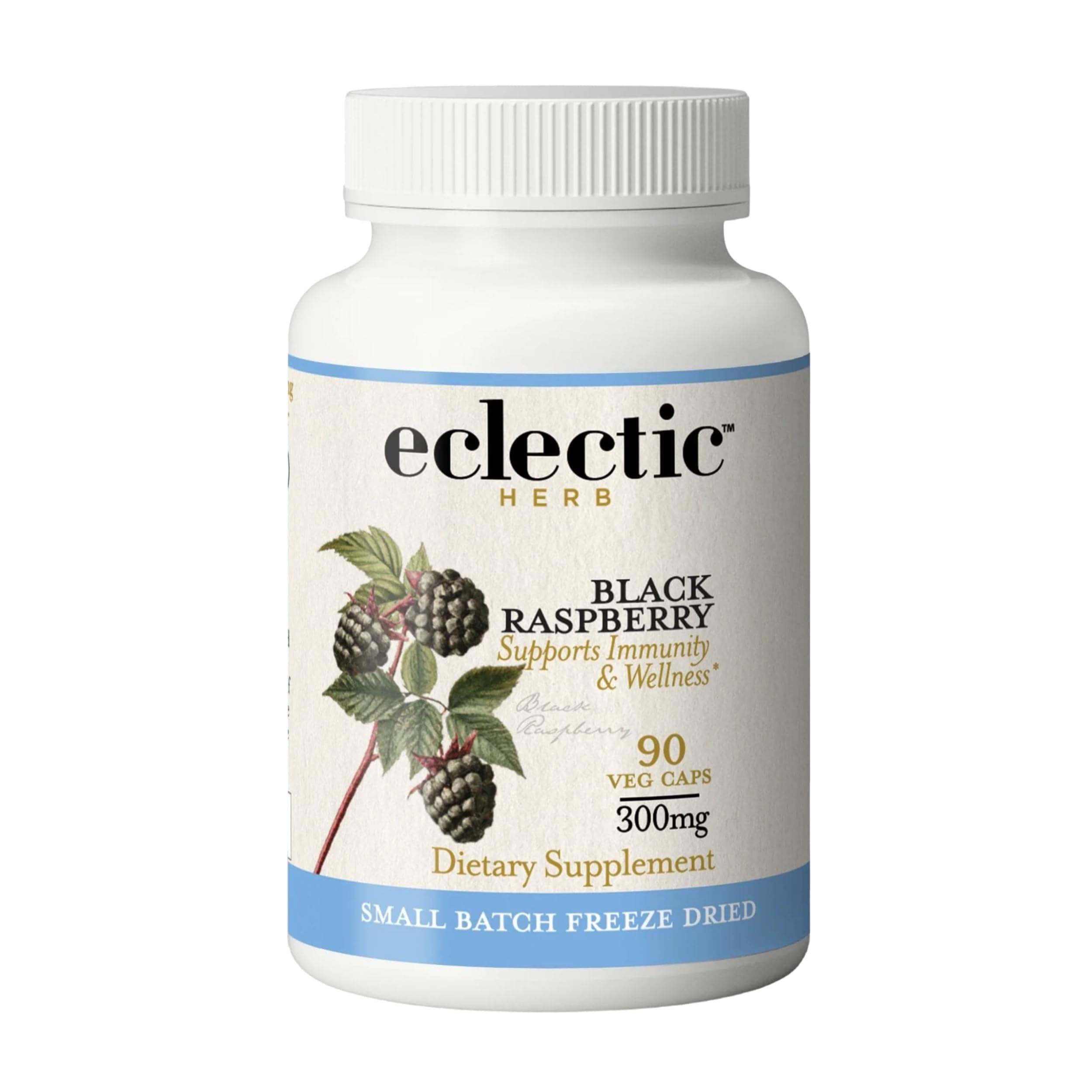 Eclectic Institute Eclectic Herb organic black raspberry capsules bottle for daily antioxidant support.