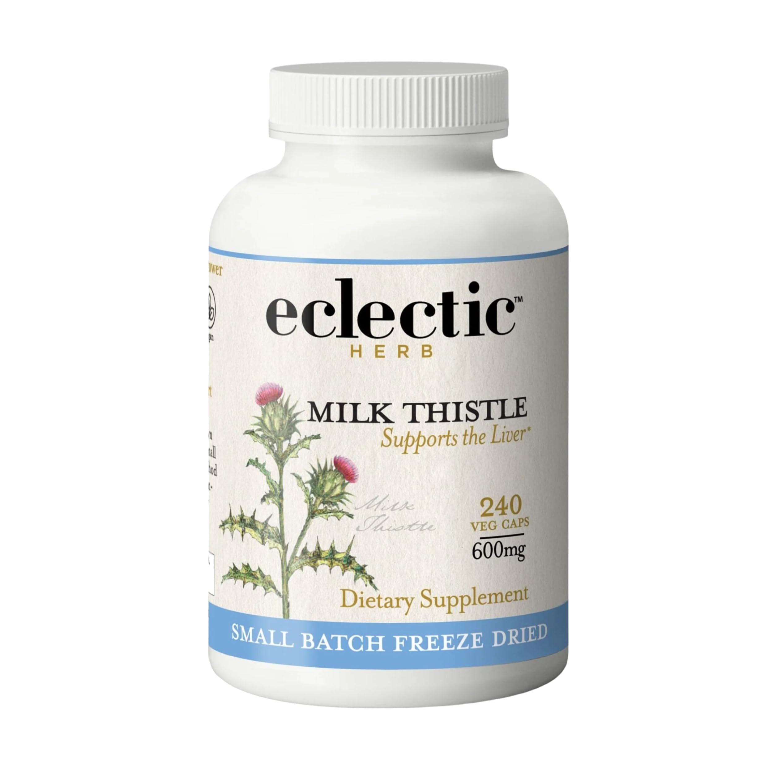 Eclectic Institute Milk Thistle capsules bottle for daily liver support.