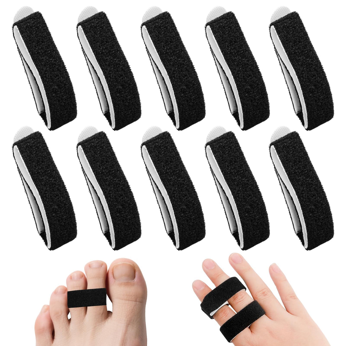 ECNHIVE Buddy Finger Straps pack shows ten reusable wraps for versatile finger support.