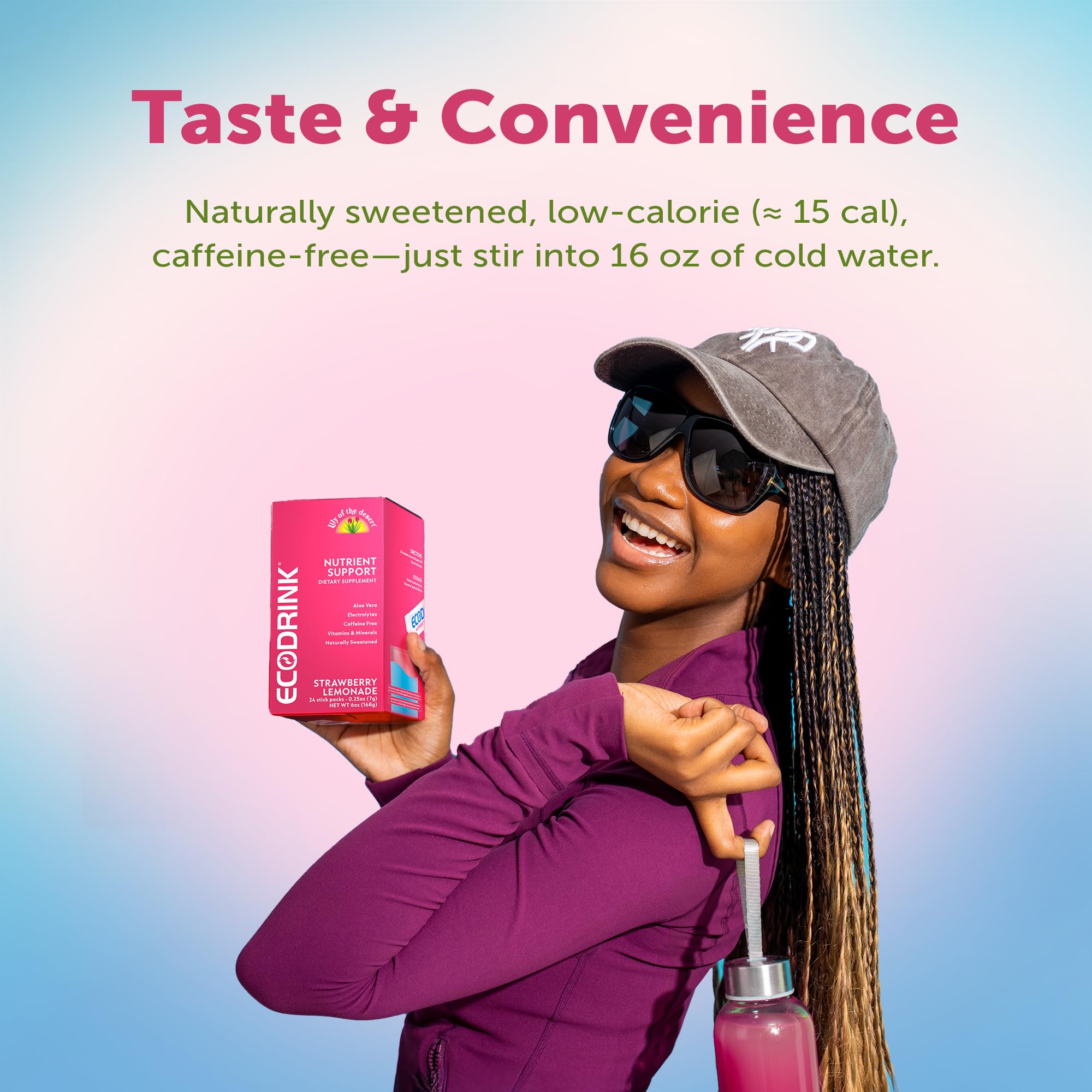Eco Drink Fruit Punch in a gym bag for on-the-go wellness.