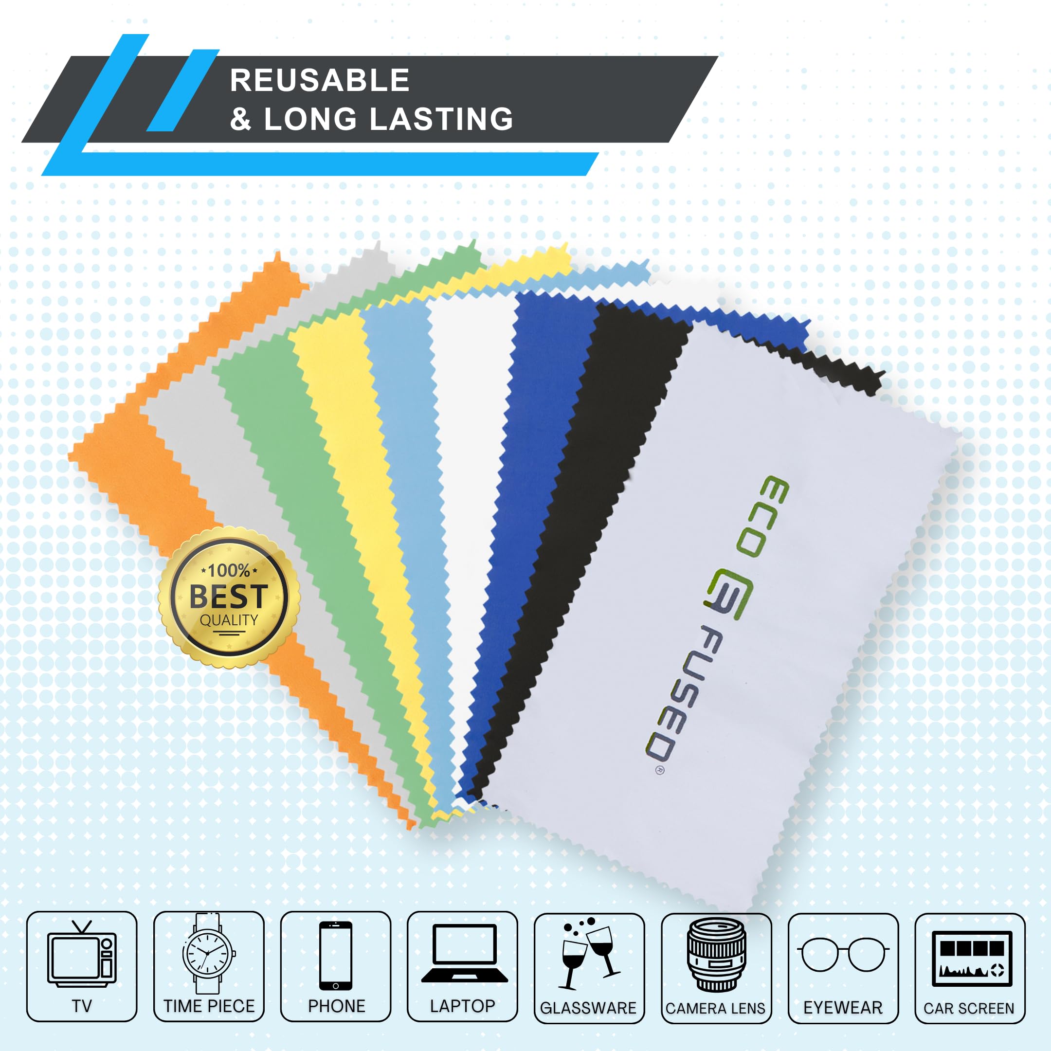 Eco-Fused smartphone-cleaning cloth removes fingerprints from screens.