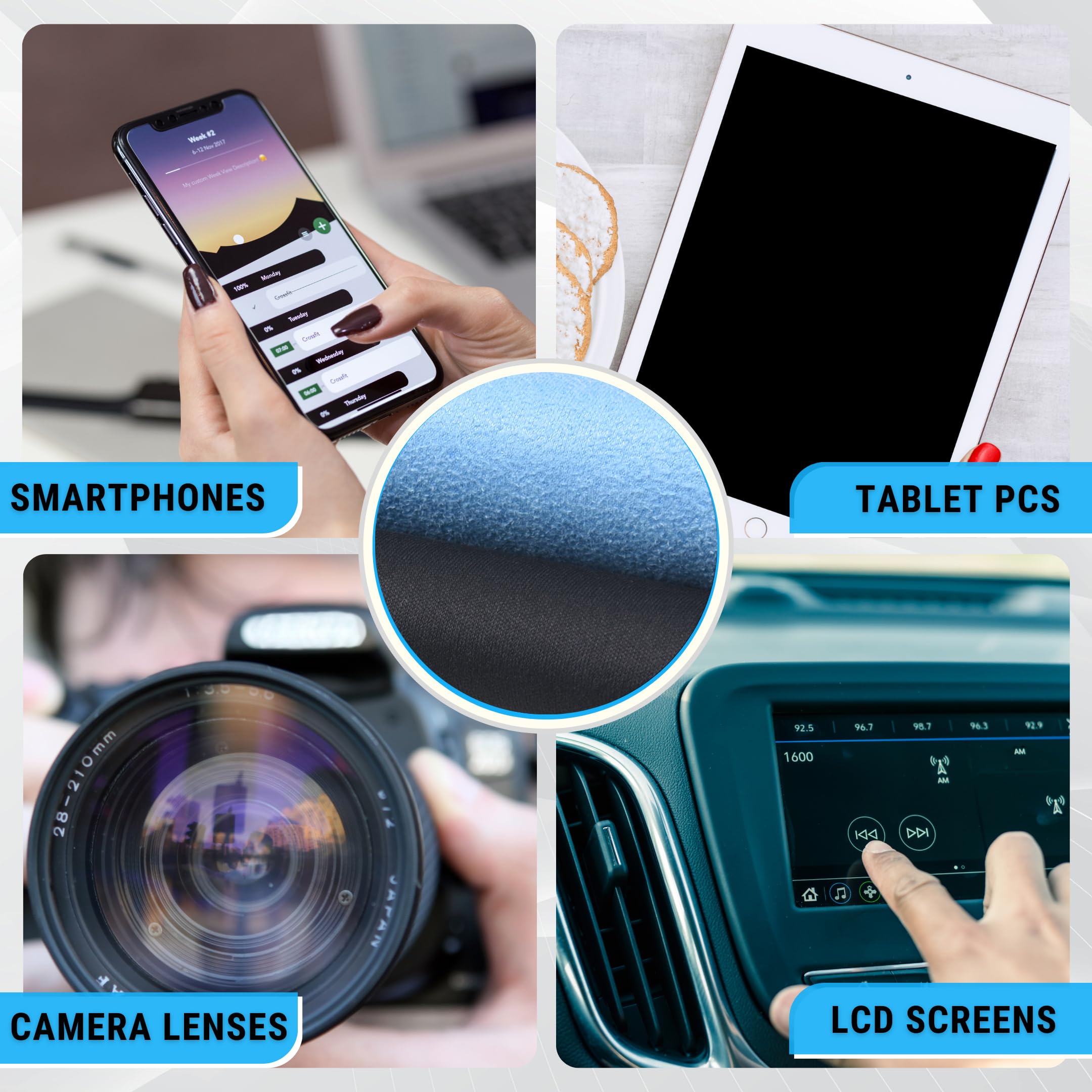 Eco-Fused paño para pantallas de televisor y monitores limpia huellas y polvo.