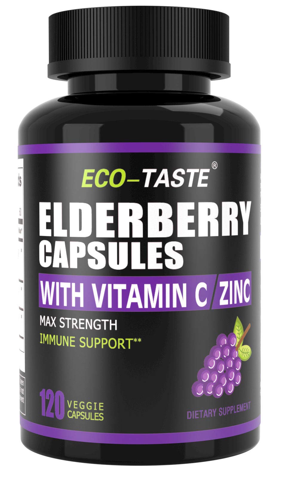 ECO-TASTE elderberry capsules bottle front view for daily immune support