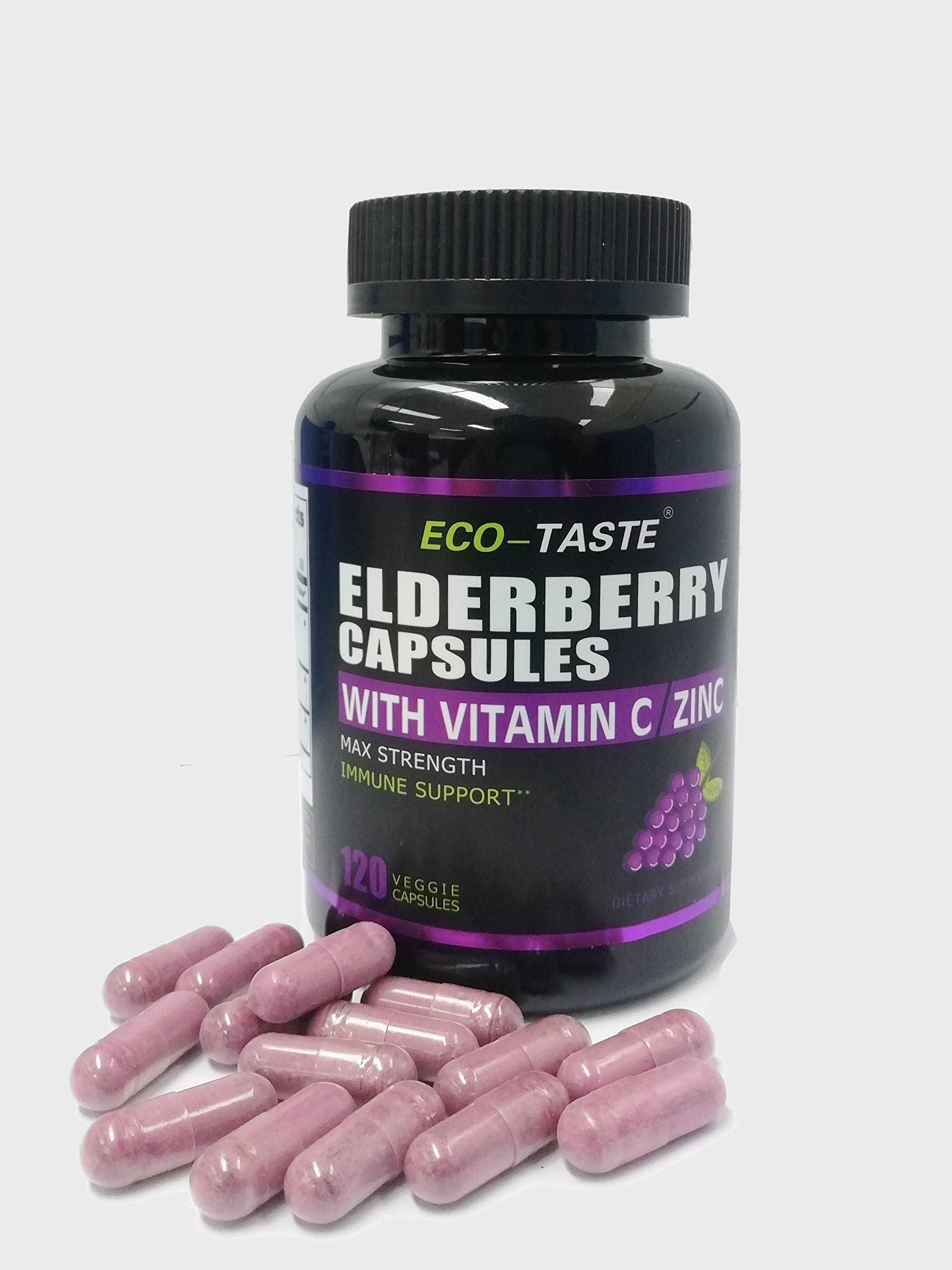 ECO-TASTE elderberry bottle with zinc and vitamin C for everyday immune support