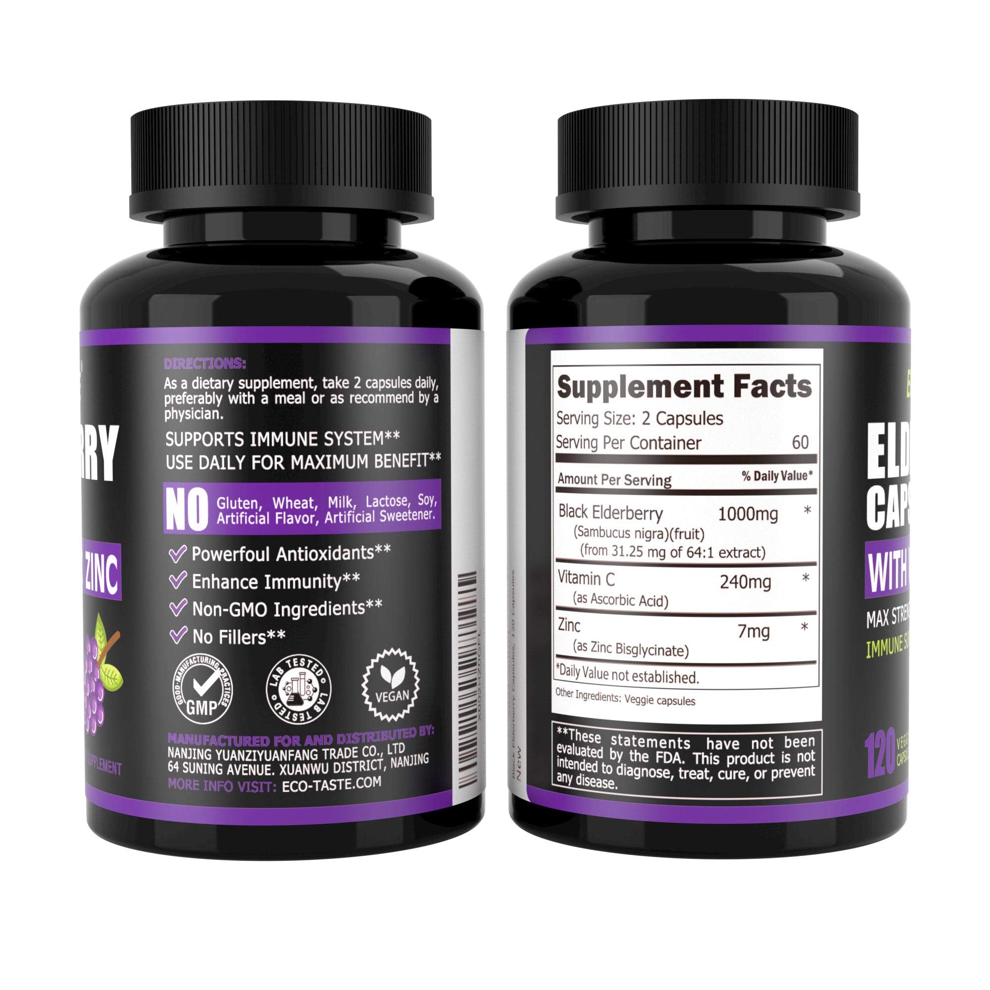 ECO-TASTE veggie capsules in bottle emphasizing non-GMO and gluten-free