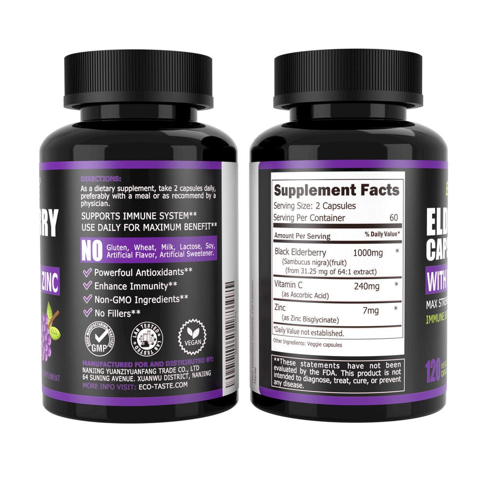 ECO-TASTE veggie capsules in bottle emphasizing non-GMO and gluten-free