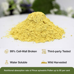 Eco-Taste Pine Pollen Powder dissolving in a drink for convenient daily use.