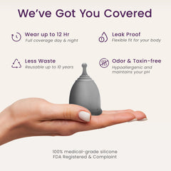 EcoBlossom gray case kept with the cup for portable hygiene.