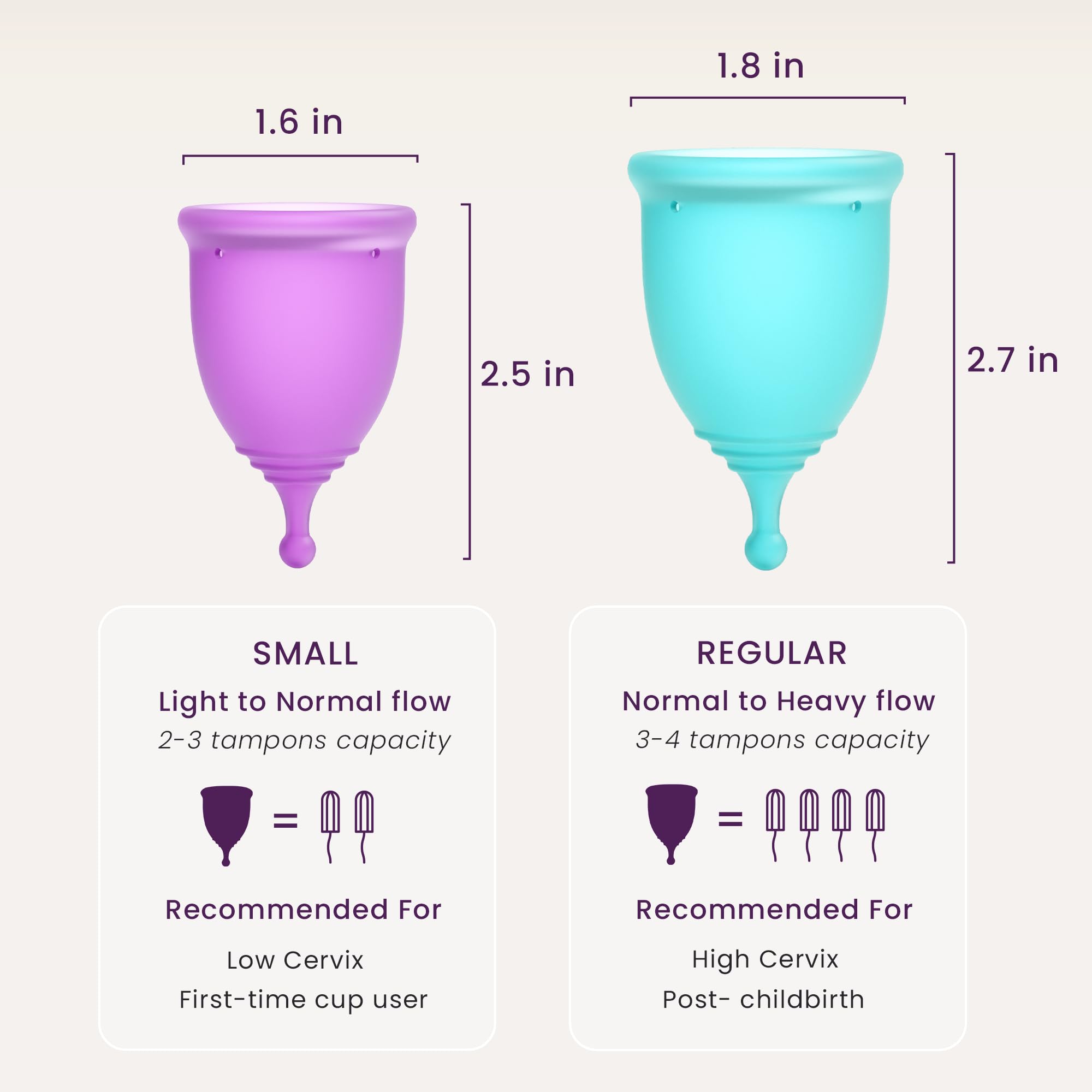 EcoBlossom large menstrual cup for extended protection during active days.