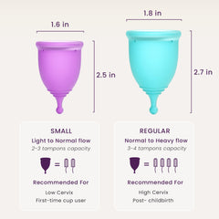 EcoBlossom large menstrual cup for extended protection during active days.