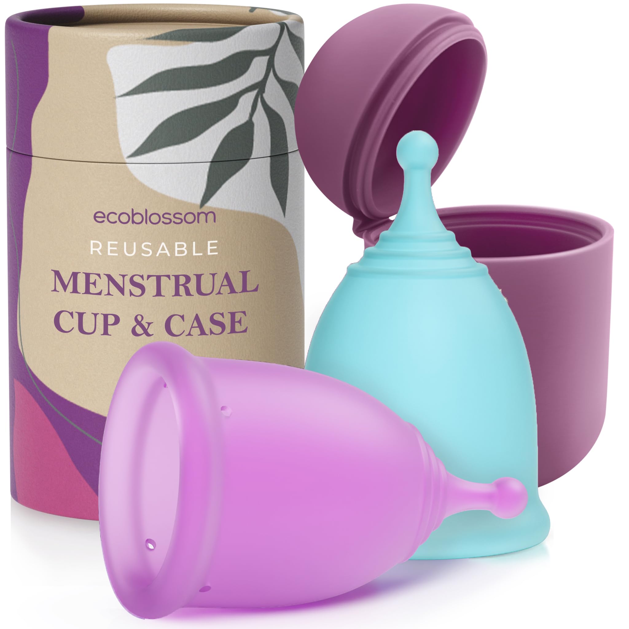 EcoBlossom reusable cup small pack with round stem, travel-ready and leak-safe.