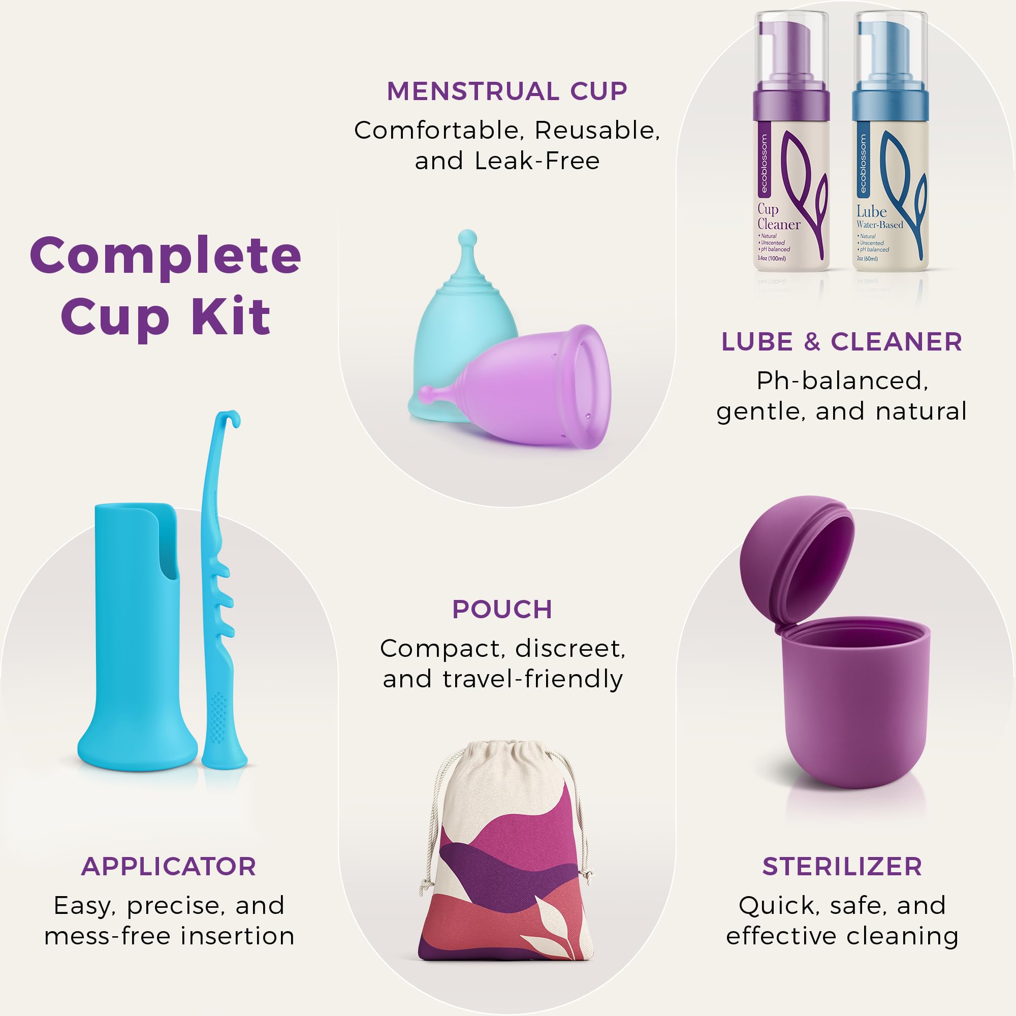 EcoBlossom small menstrual cup ready for discreet daily wear.