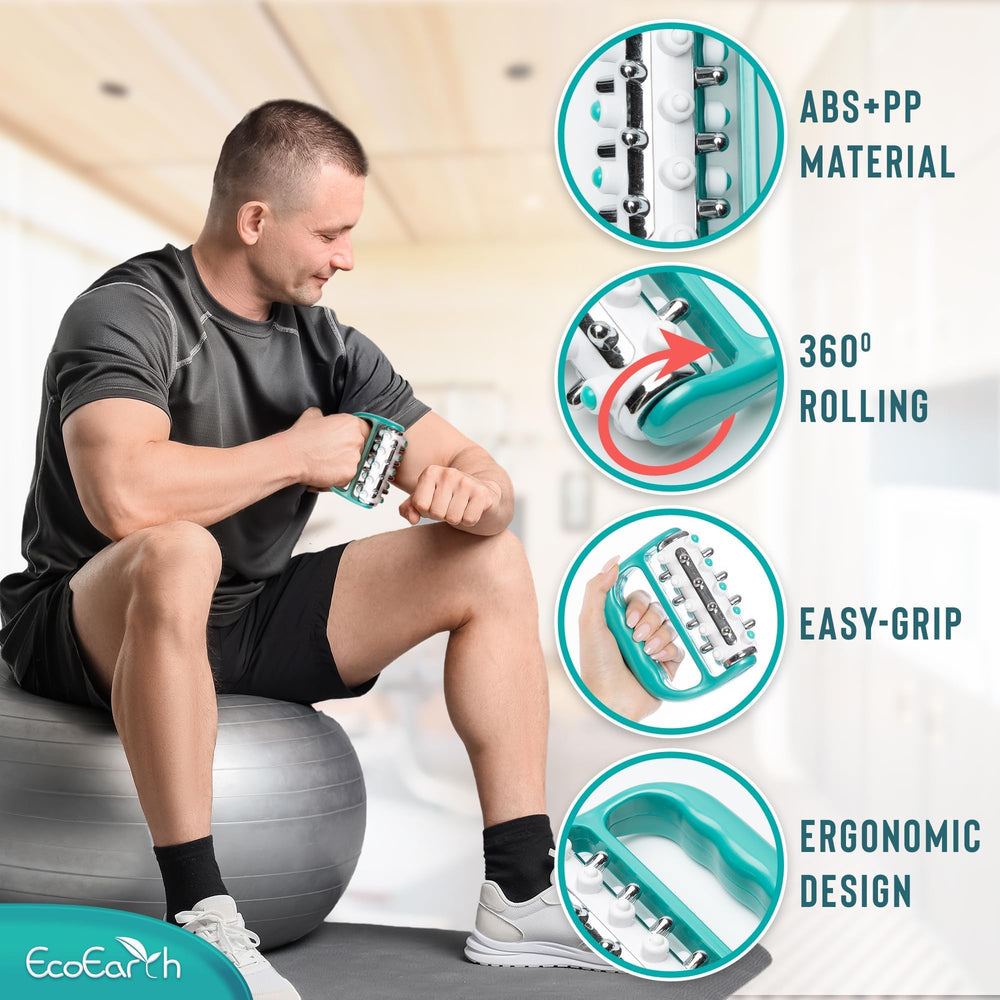 EcoEarth massager on thigh, potential lymphatic support and cellulite-friendly massage.