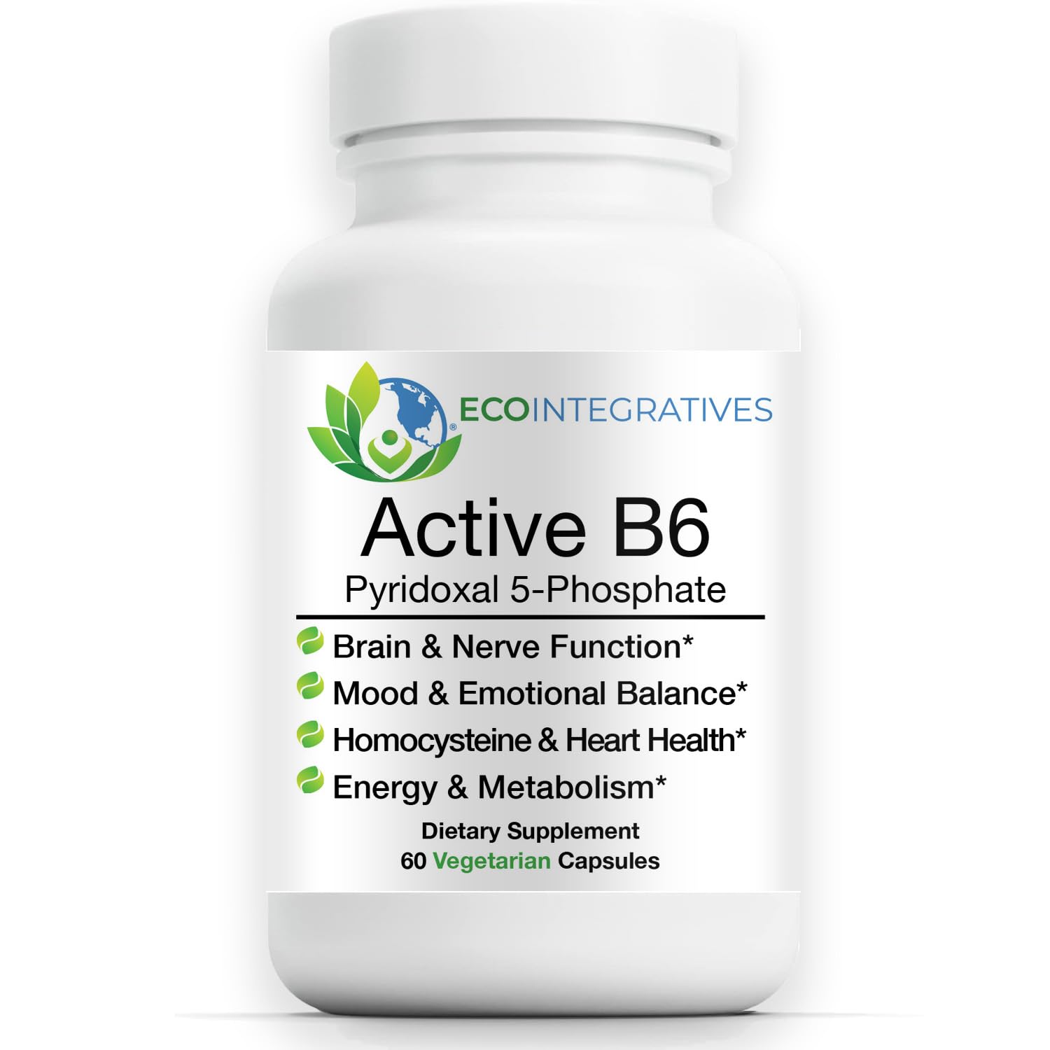 EcoIntegratives Active B6 bottle showing high-potency P5P for energy support.