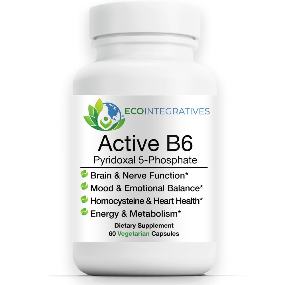 EcoIntegratives Active B6 bottle showing high-potency P5P for energy support.