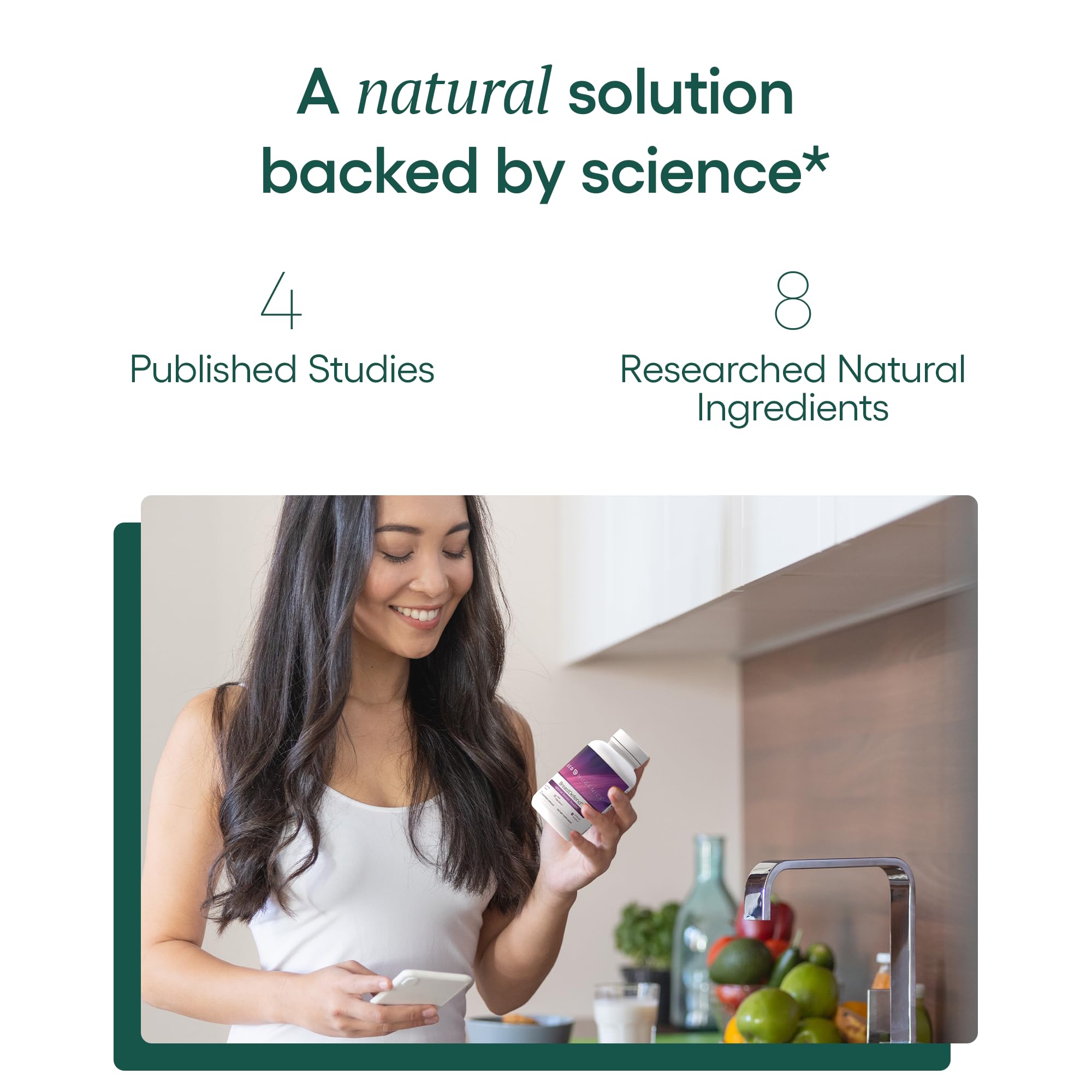EcoNugenics BreastDefend bottle label highlighting BCM-95 curcumin for antioxidant support