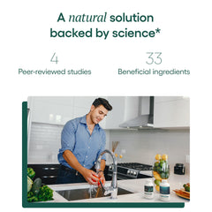 EcoNugenics ProstaCaid ingredients scene emphasizing turmeric, saw palmetto, and mushrooms