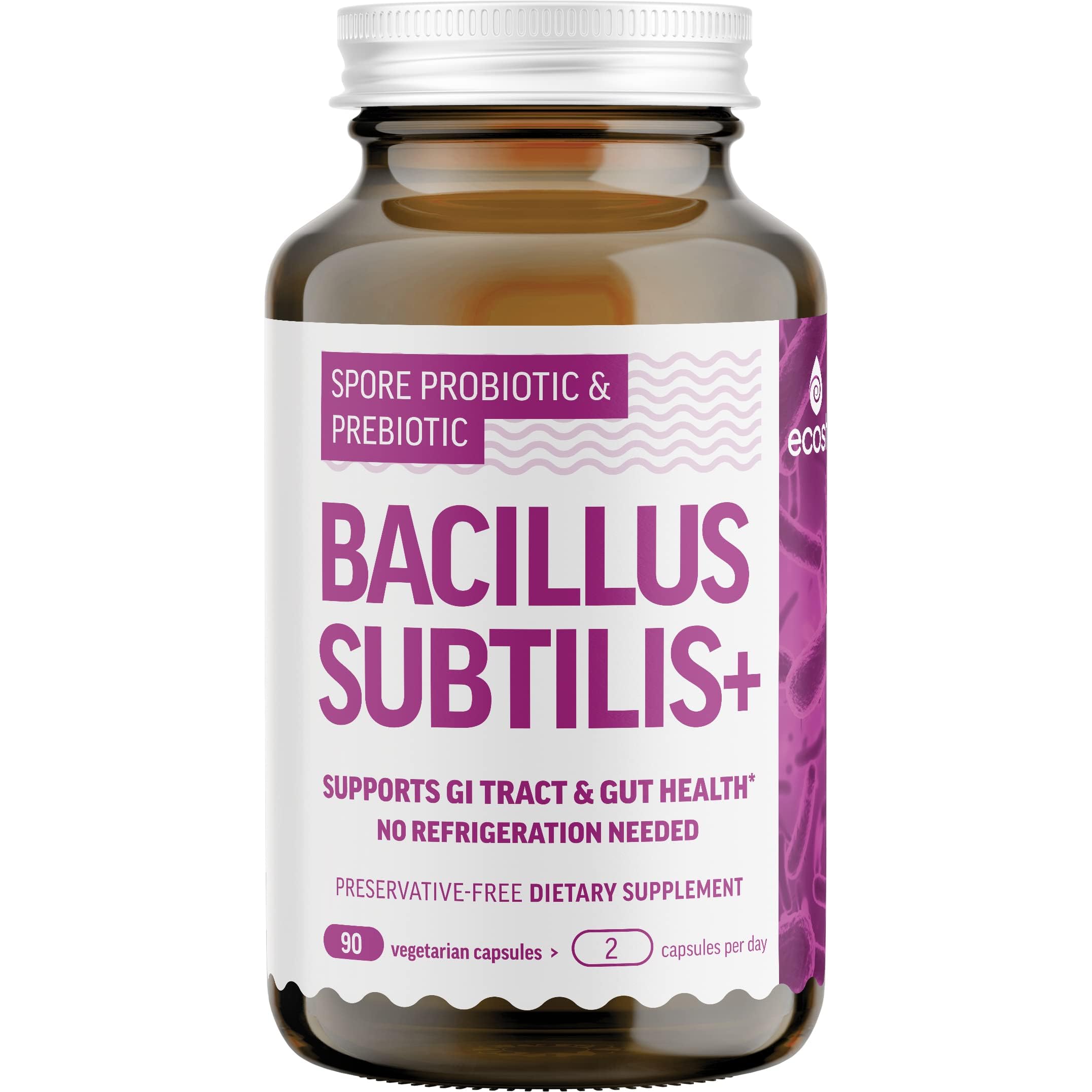Ecosh Bacillus Subtilis probiotic bottle shows high-potency daily gut support.