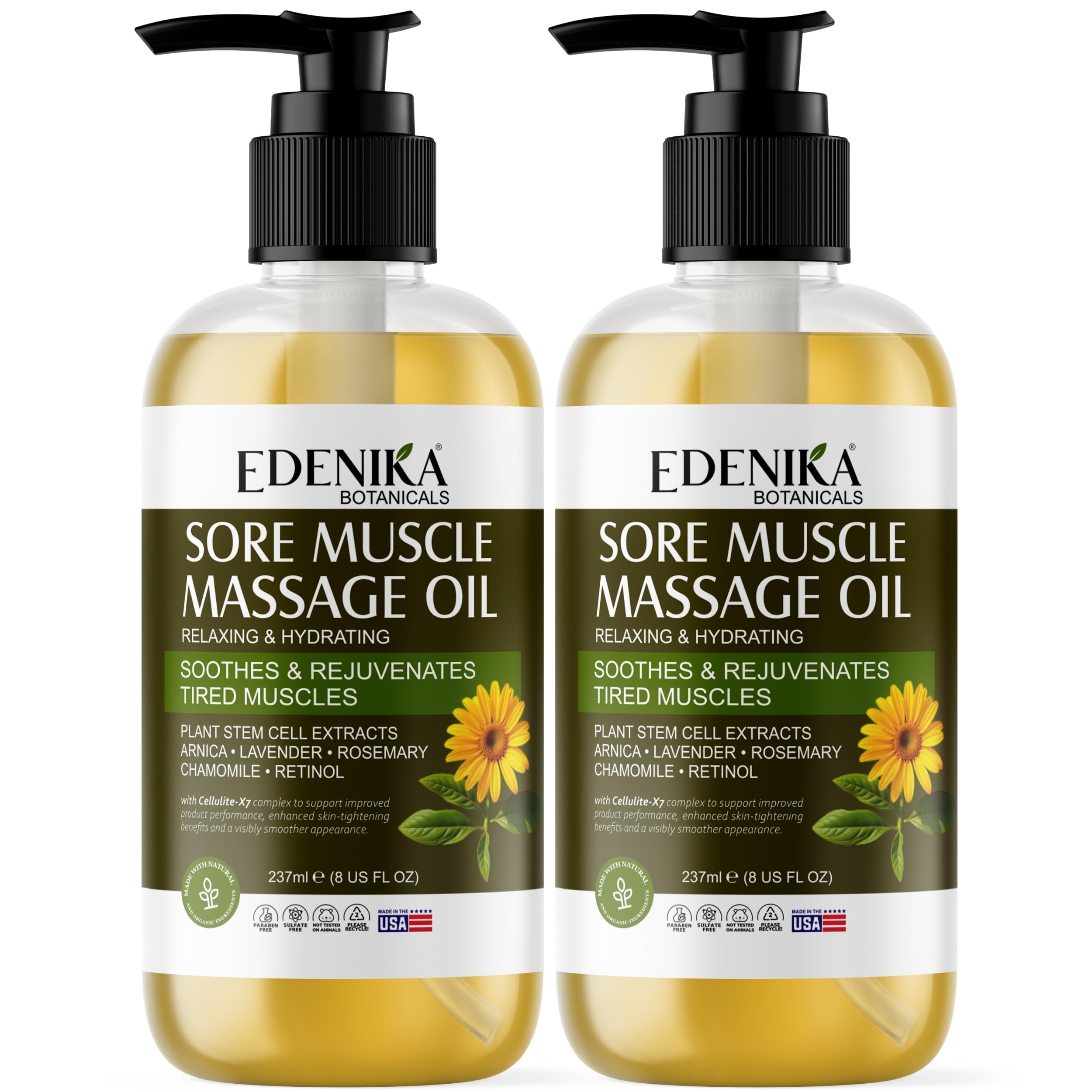 Edenika Botanicals Maximum Strength Sore Muscle Oil bottle ready for a soothing massage