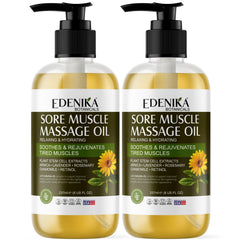 Edenika Botanicals Maximum Strength Sore Muscle Oil bottle ready for a soothing massage