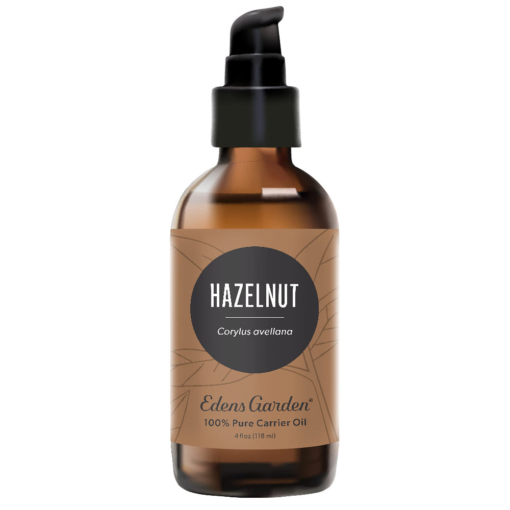 Edens Garden Hazelnut Carrier Oil bottle, compact packaging for daily skin care.