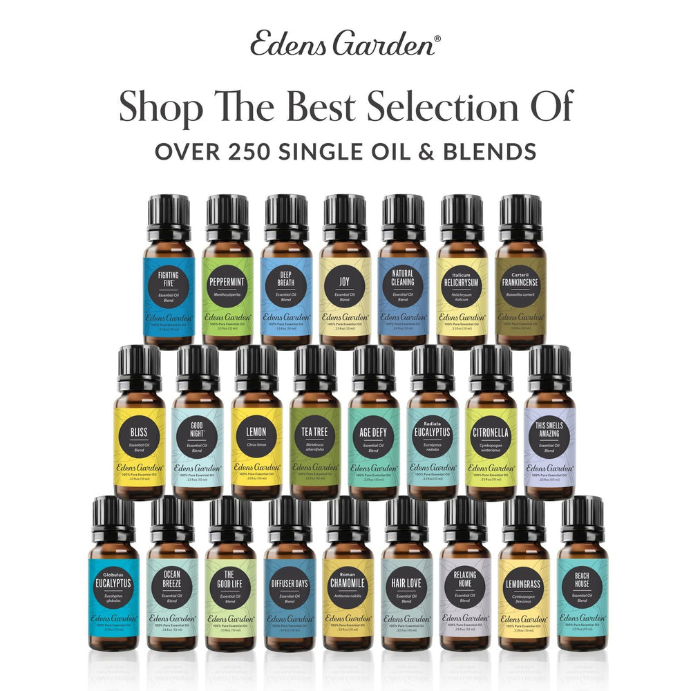 Edens Garden Magnolia essential oil amber bottle captured for serene spa vibes.