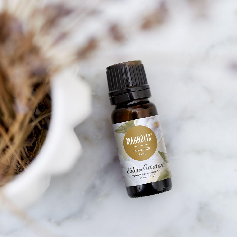 Edens Garden Magnolia oil diffuser scene demonstrates mood-boosting aroma in a living space.