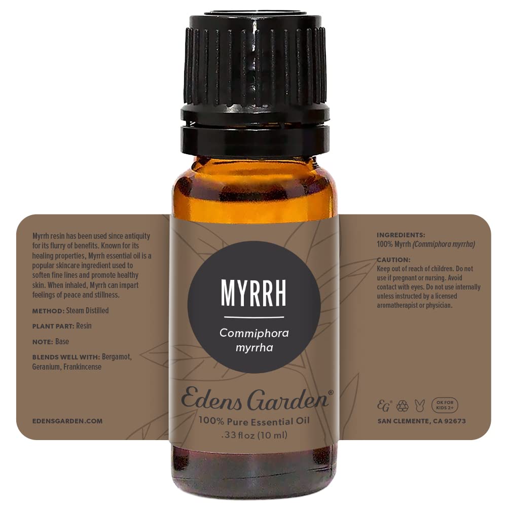 Edens Garden Myrrh daily rituals with essential oil dropper and bottle
