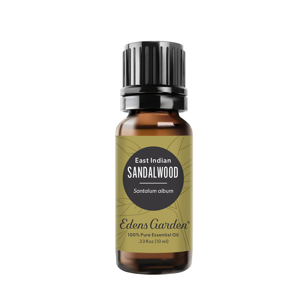 Edens Garden Sandalwood East Indian Oil bottle for premium diffusion and skin ritual.