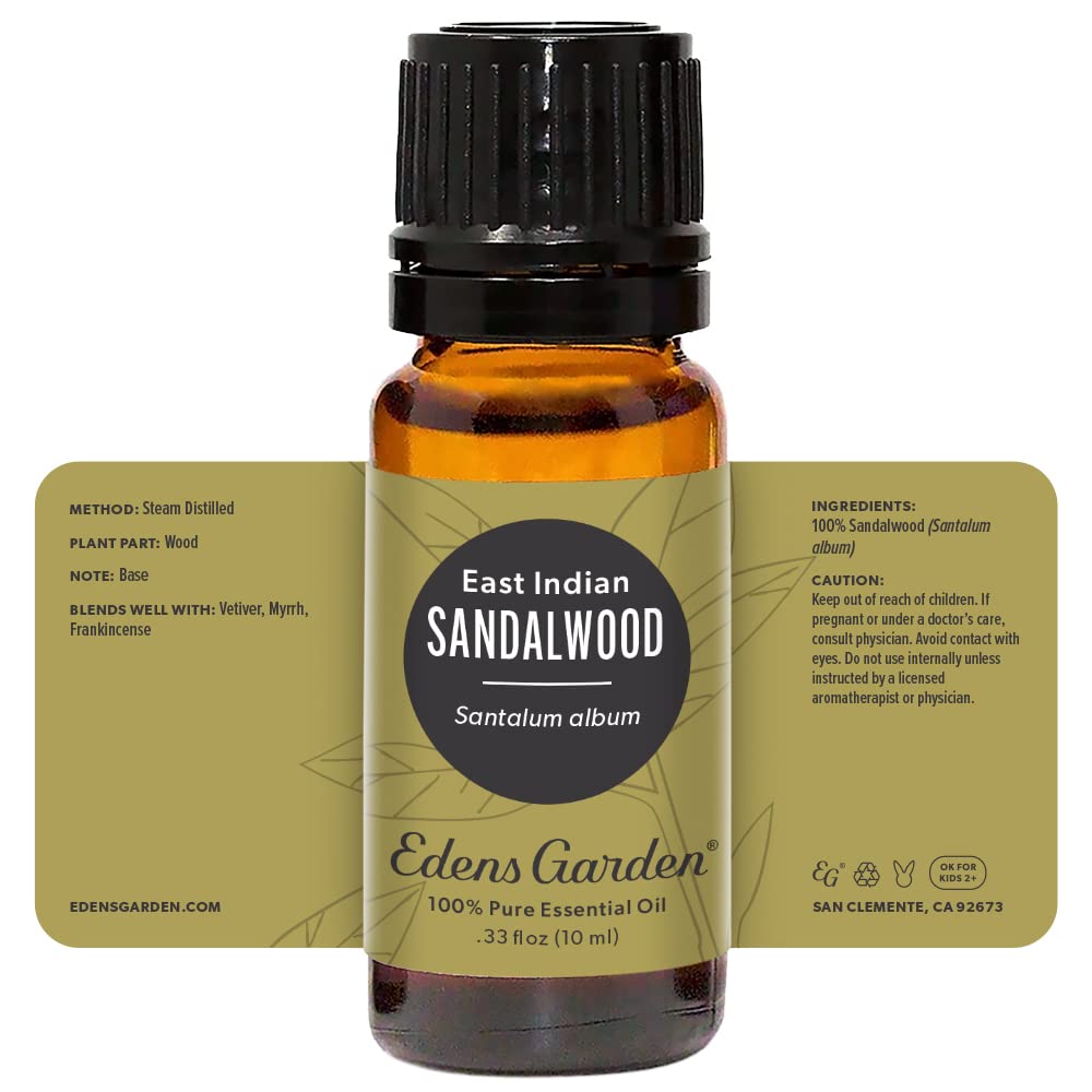 Edens Garden Sandalwood East Indian Oil relaxation-scene suggests calming rituals at home.