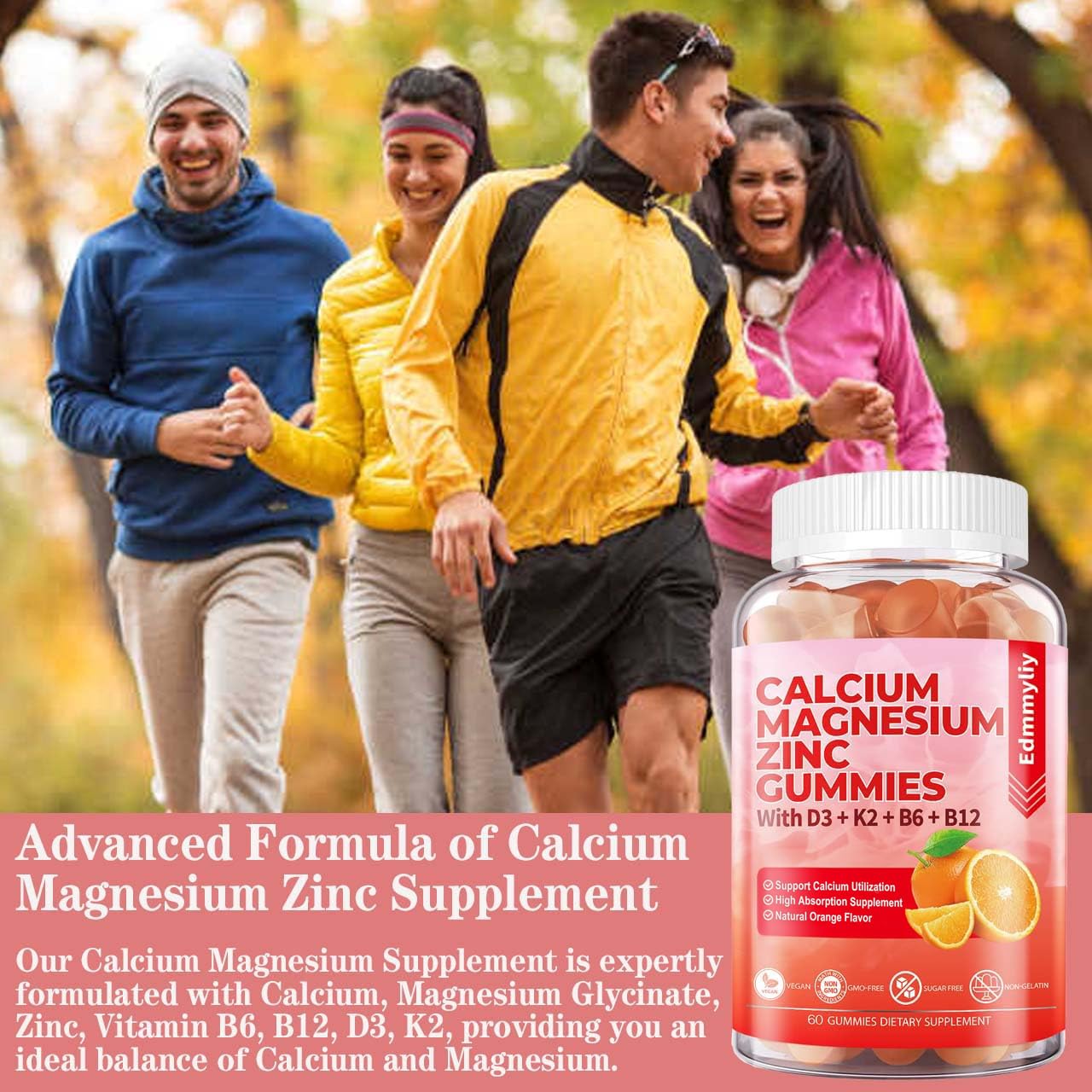 Edmmyliy immune-support gummies, vibrant bottle scene for daily wellness.