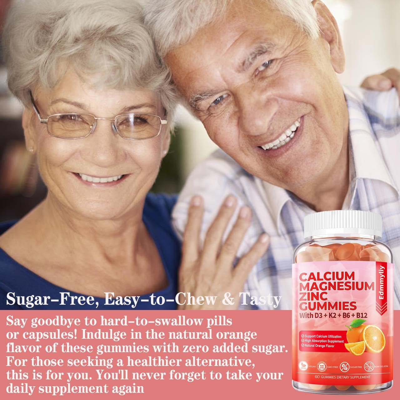 Edmmyliy vegan, sugar-free gummies packaging for modern lifestyles.