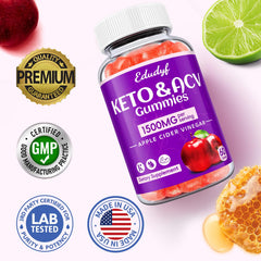 EDUDYF Keto ACV Gummies bottle back view showing nutrition information.