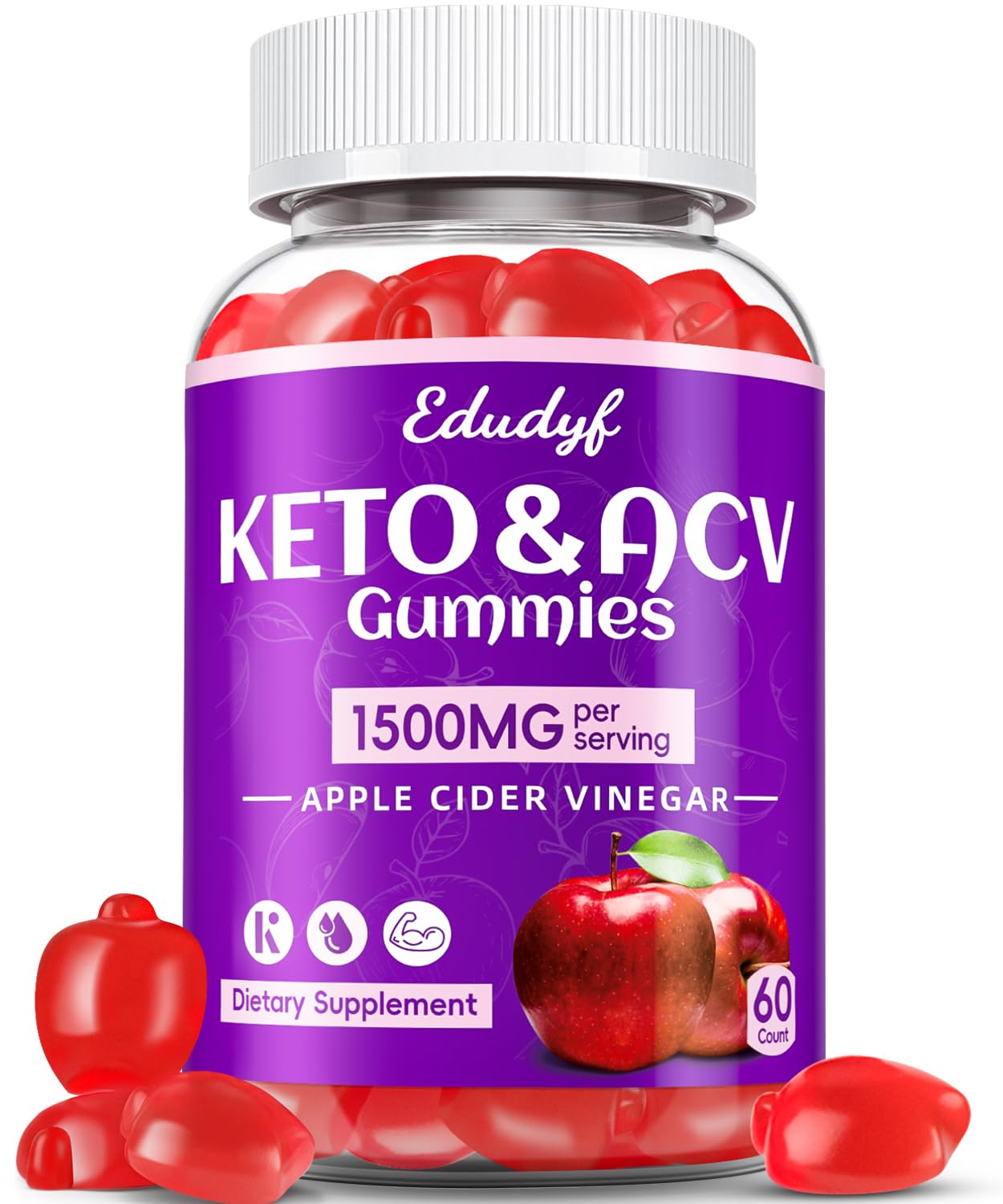 EDUDYF Keto ACV Gummies bottle front view for easy daily wellness.