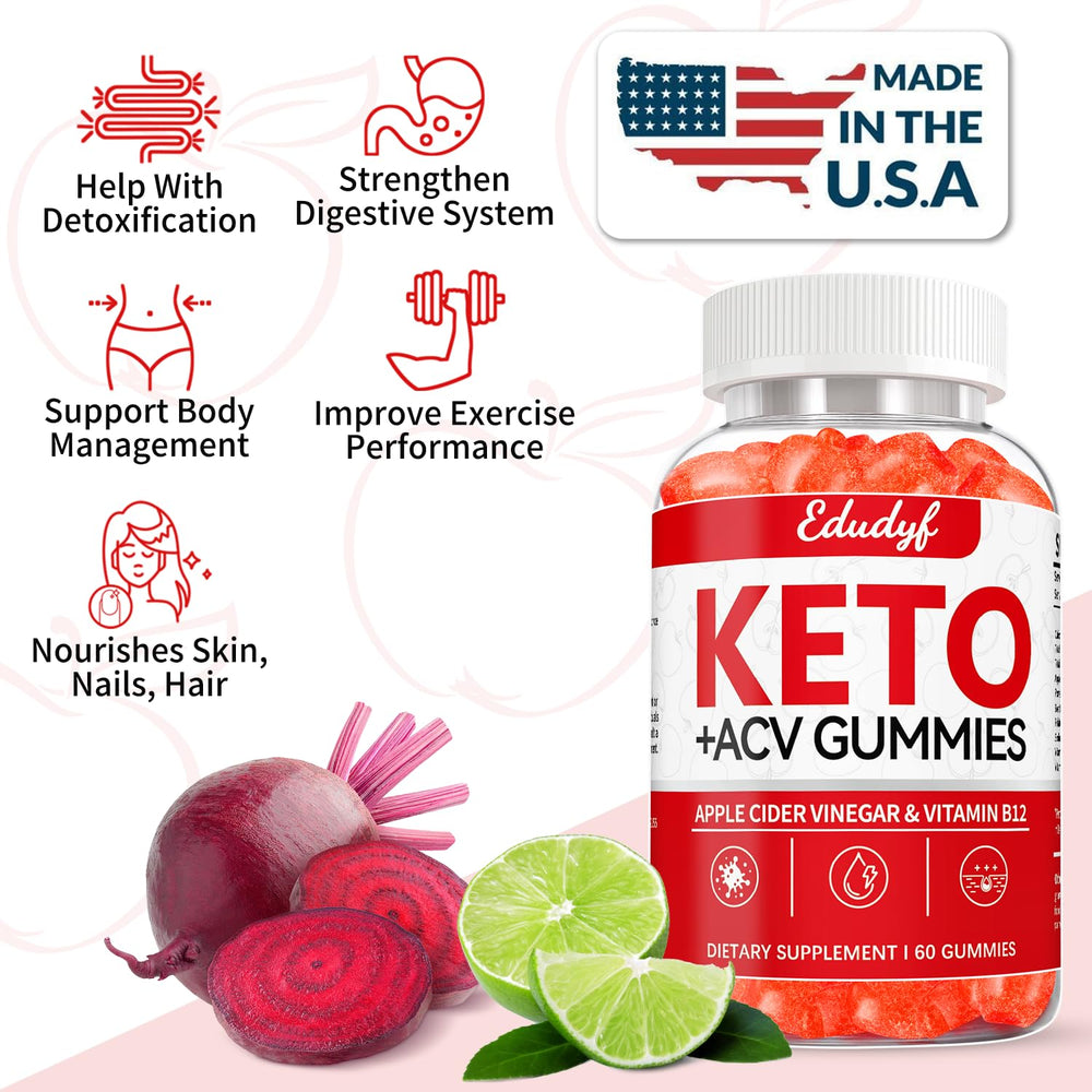 EDUDYF Keto ACV Gummies ingredients show gluten-free vegan formula.