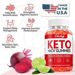 EDUDYF Keto ACV Gummies ingredients show gluten-free vegan formula.