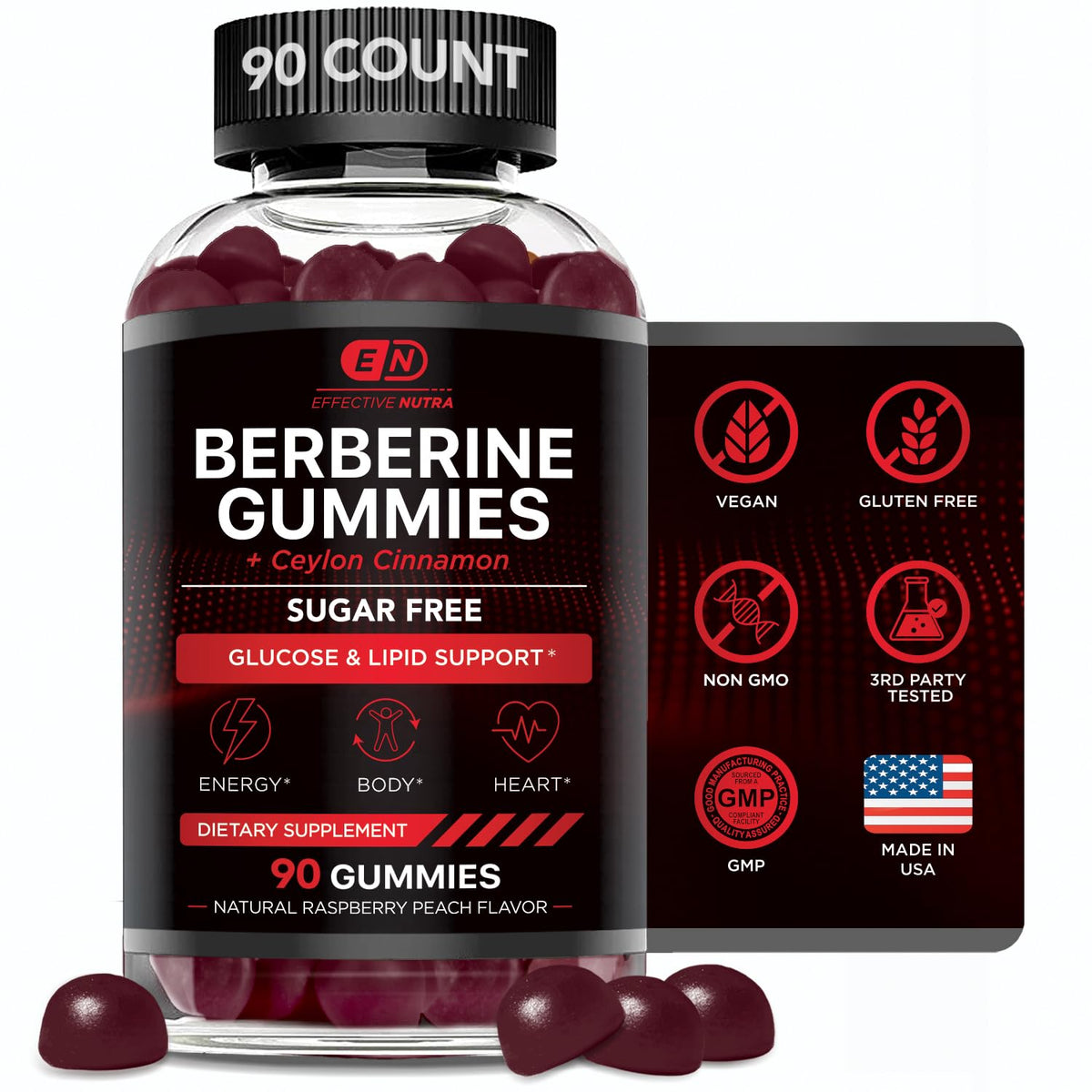 Effective Nutra Berberine Gummies berry bottle illustrates convenient daily support.