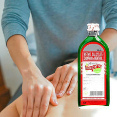 Efficascent Oil 100ml label highlights methyl salicylate, camphor, and menthol.