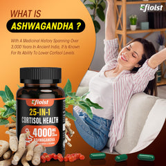 Efioist Ashwagandha extract capsule indicates high potency per serving.