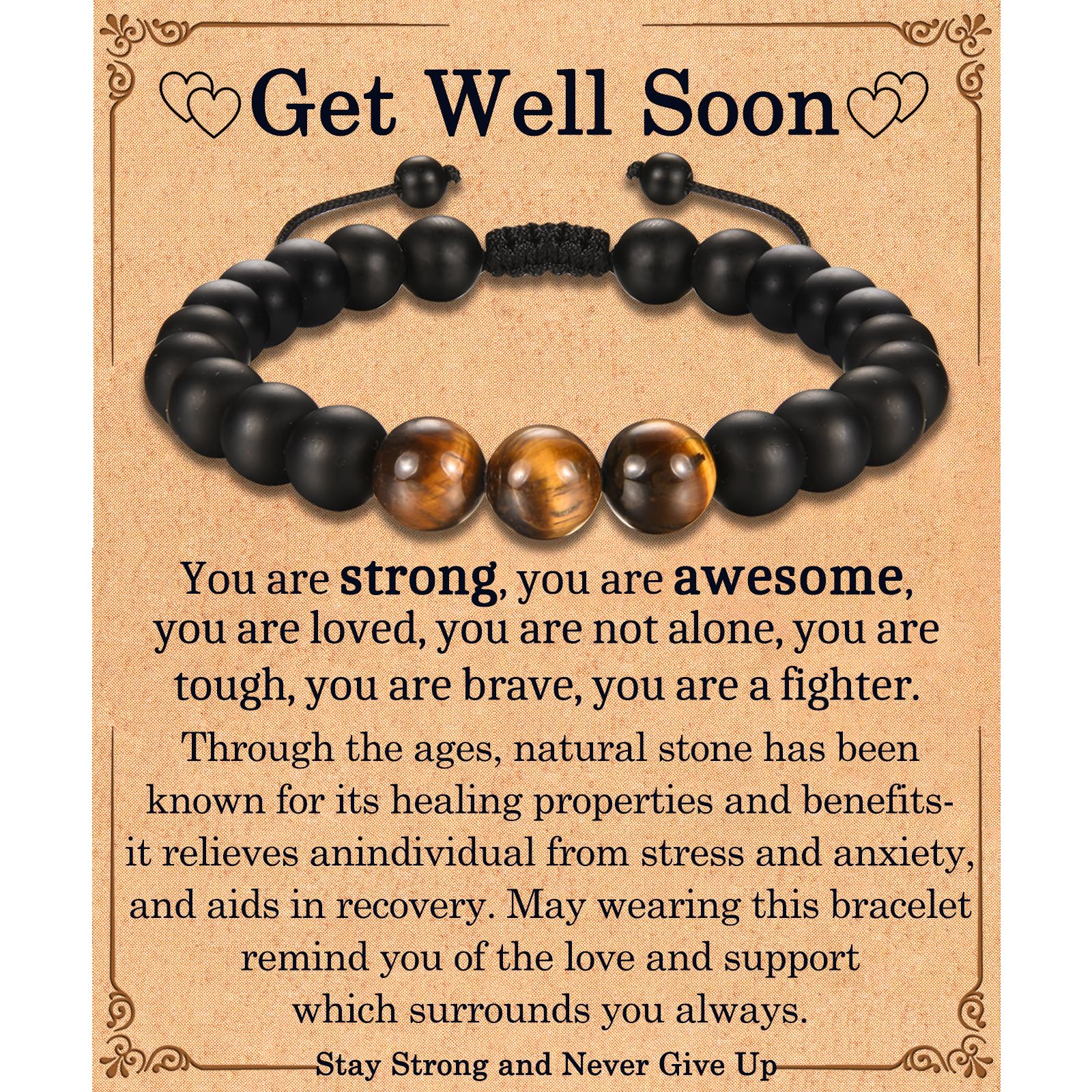 EFVISD Get Well Soon bracelet in gift packaging, a thoughtful encouragement gift.