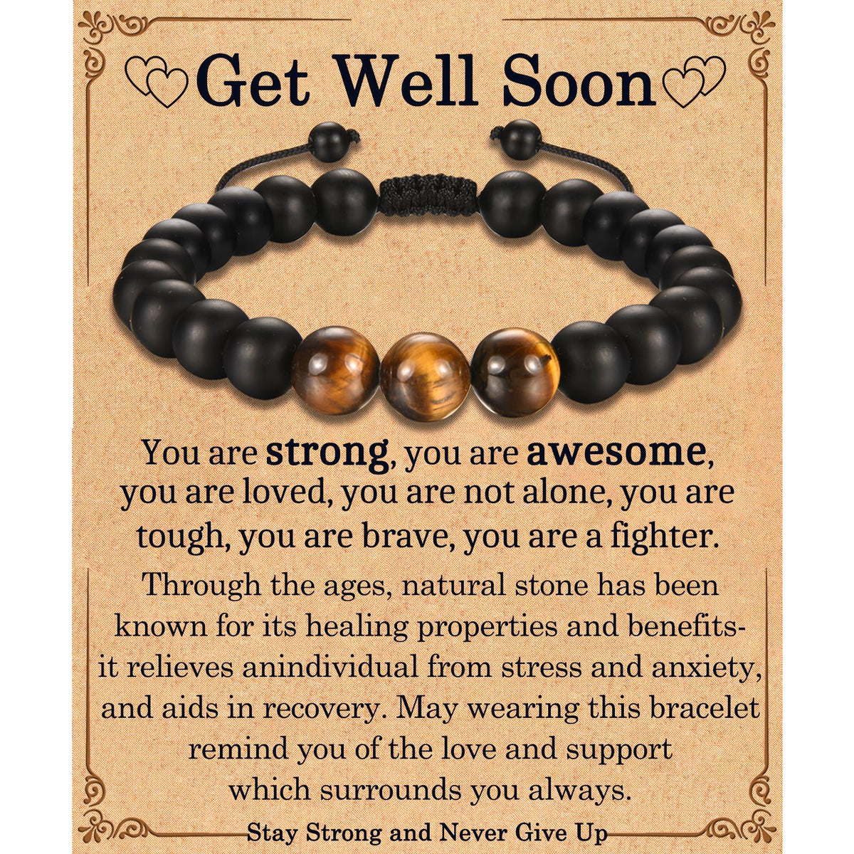 EFVISD Get Well Soon bracelet in gift packaging, a thoughtful encouragement gift.