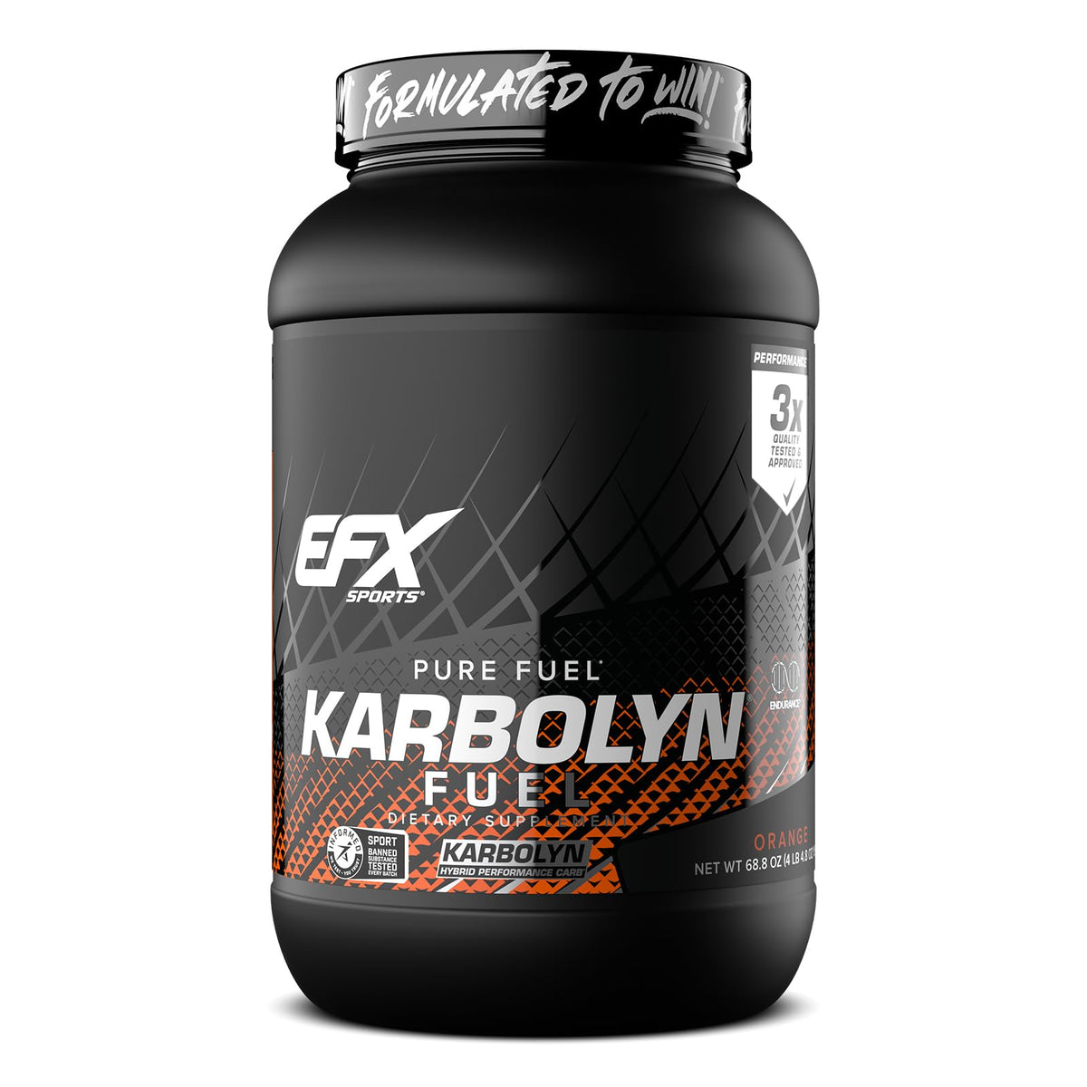 EFX Karbolyn Fuel orange bottle front for quick energy before workouts