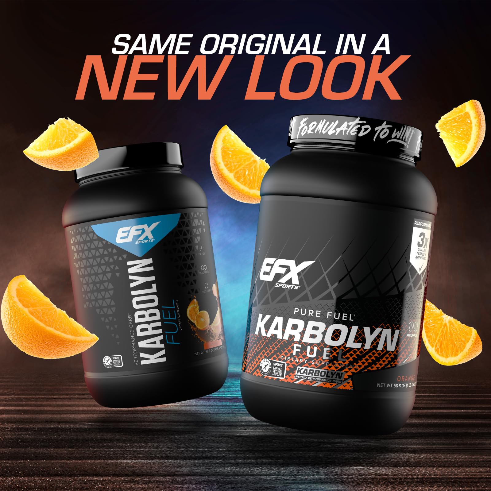 EFX Karbolyn Fuel orange bottle side view for easy pre-workout fueling
