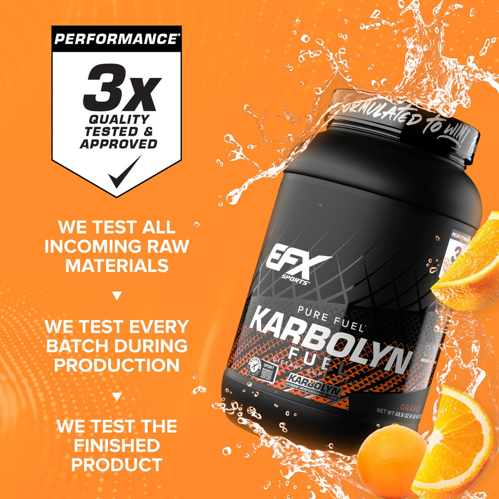 EFX Karbolyn Fuel orange label closeup showing ingredient purity