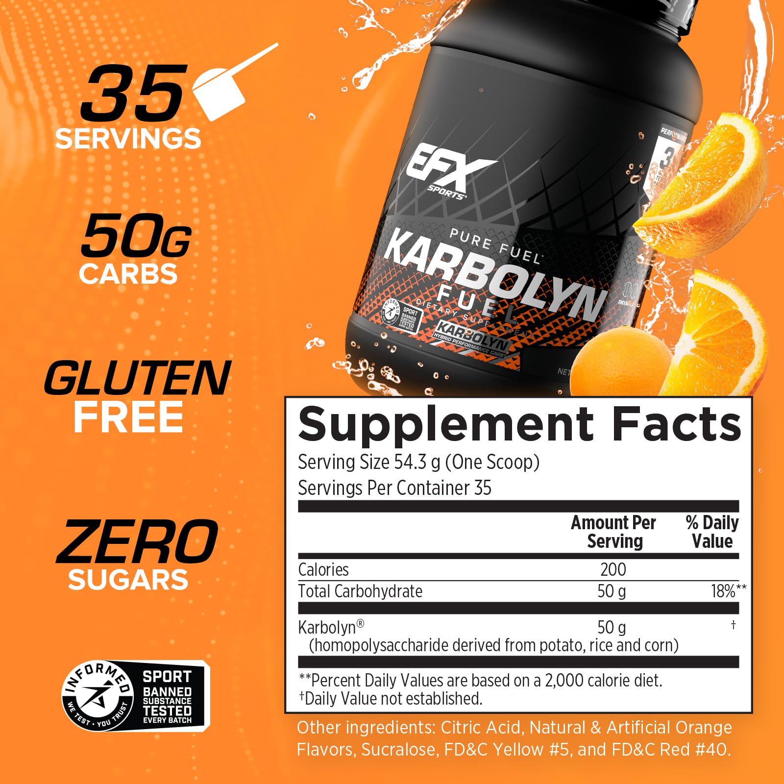 EFX Karbolyn Fuel orange scoop with powder for rapid mixing