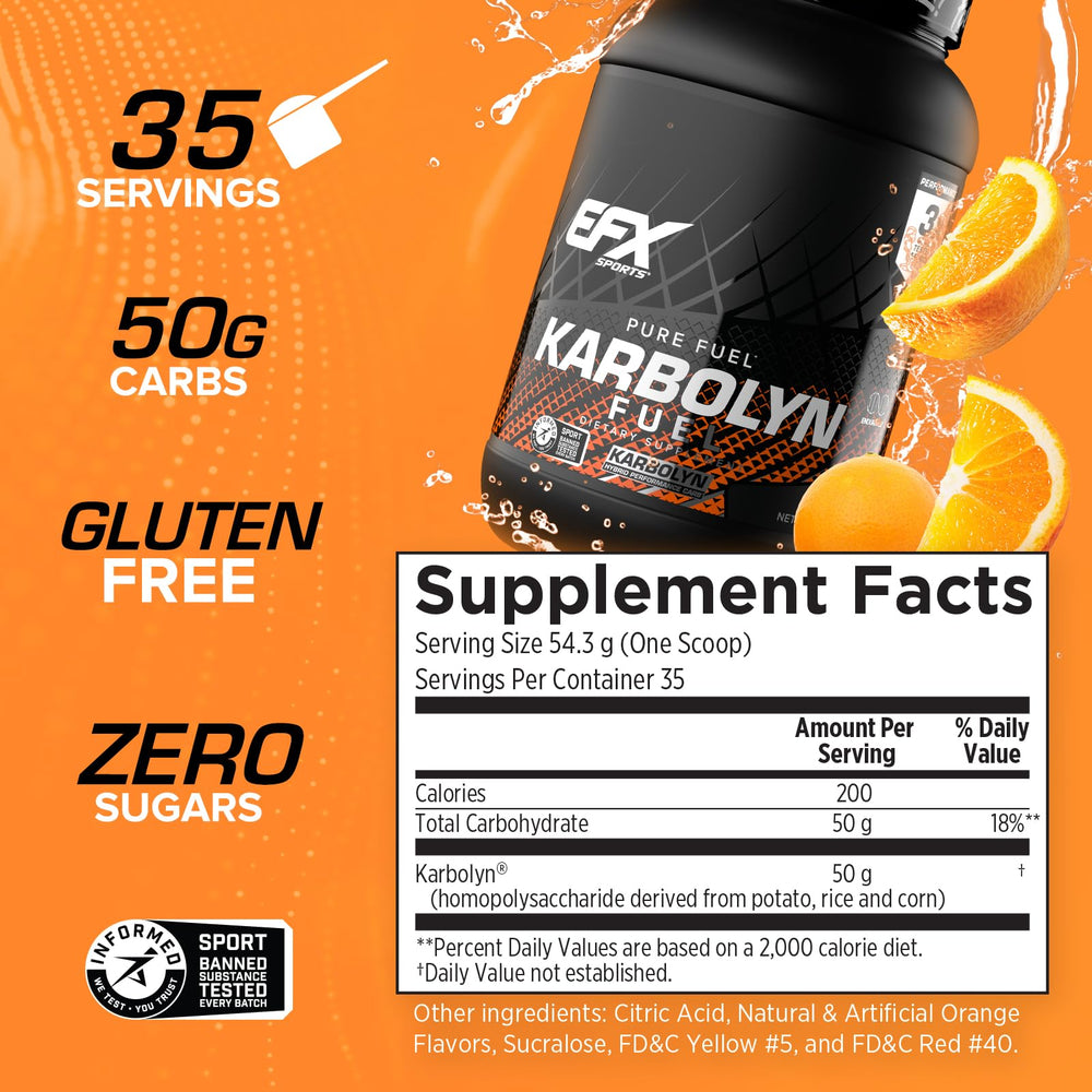 EFX Karbolyn Fuel orange scoop with powder for rapid mixing