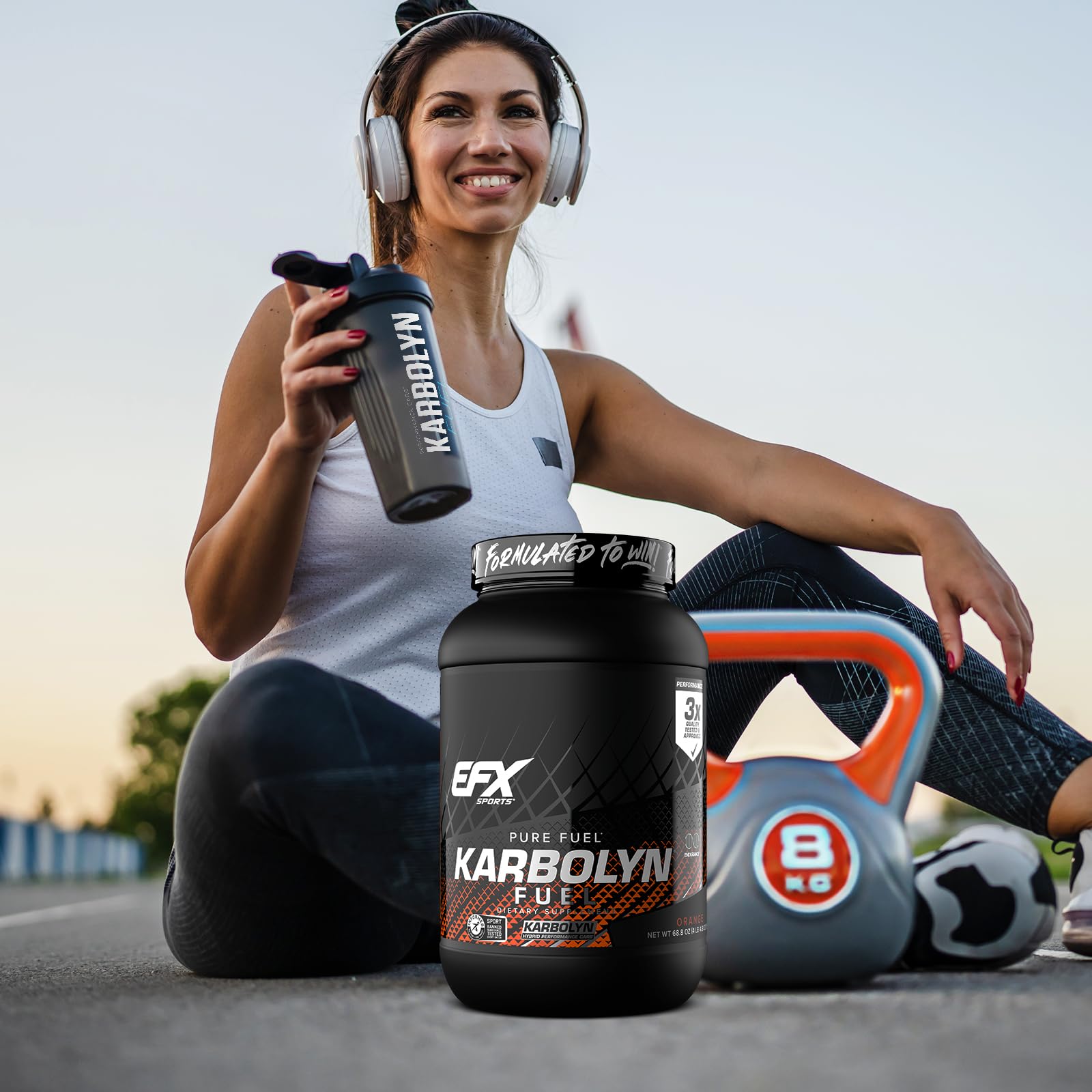 EFX Karbolyn Fuel orange serving in glass highlights easy measurement
