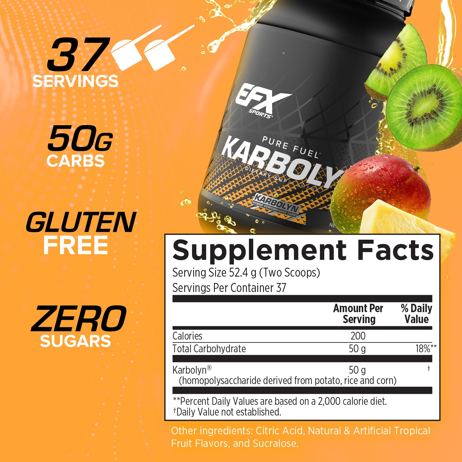 EFX Karbolyn Fuel scoop with powder enabling easy pre-workout serving