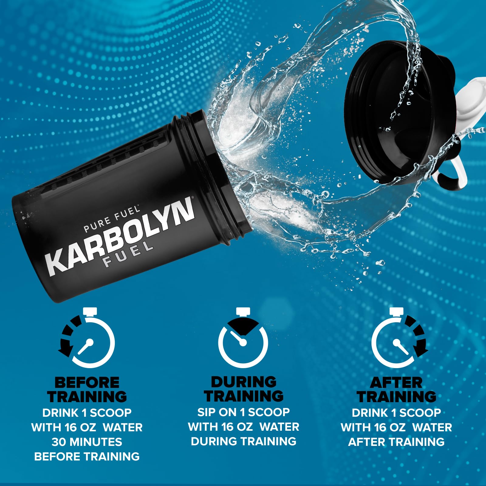 Serving scoop beside Karbolyn Fuel bottle ready for training