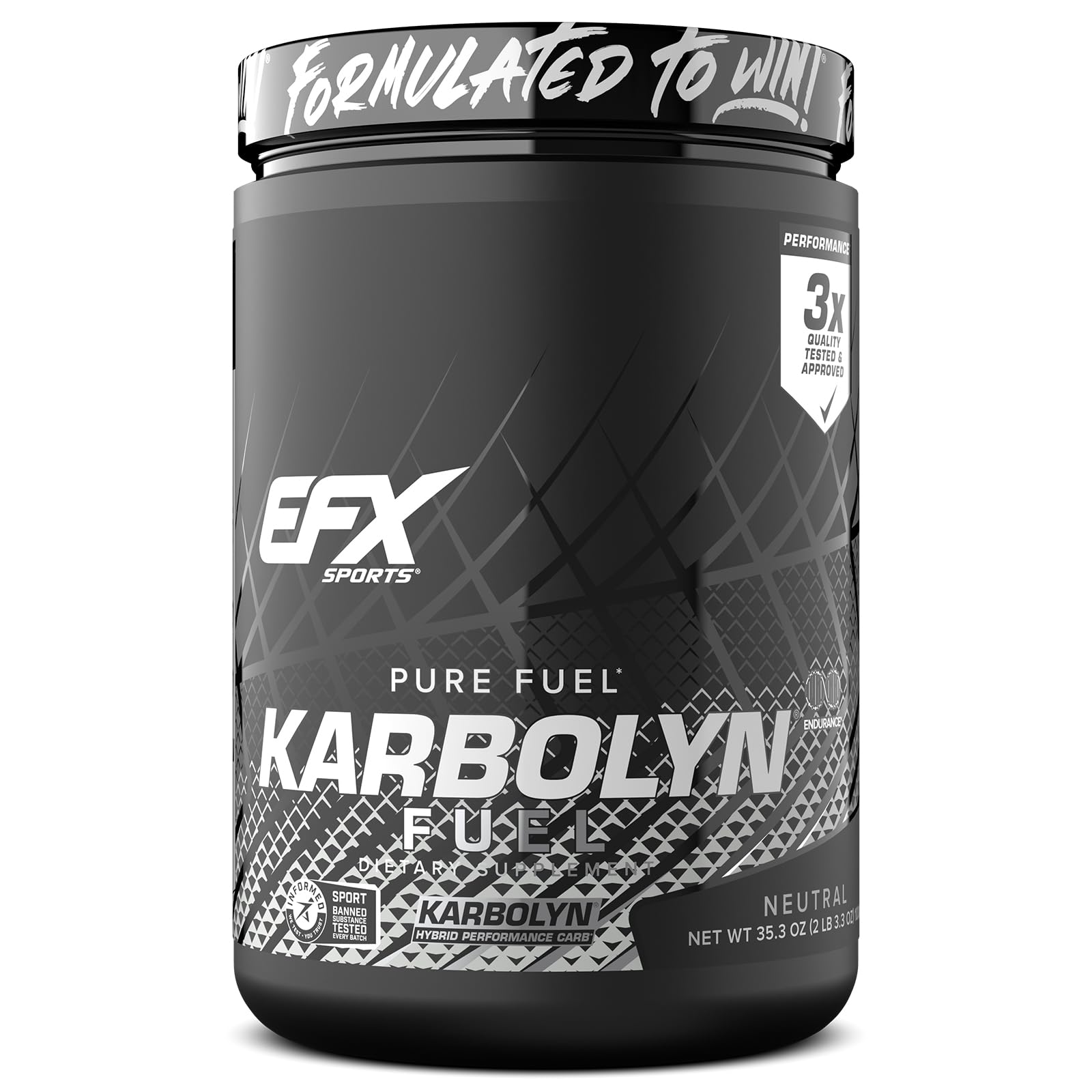EFX Sports Karbolyn Fuel tub front view showing modern packaging for fast energy